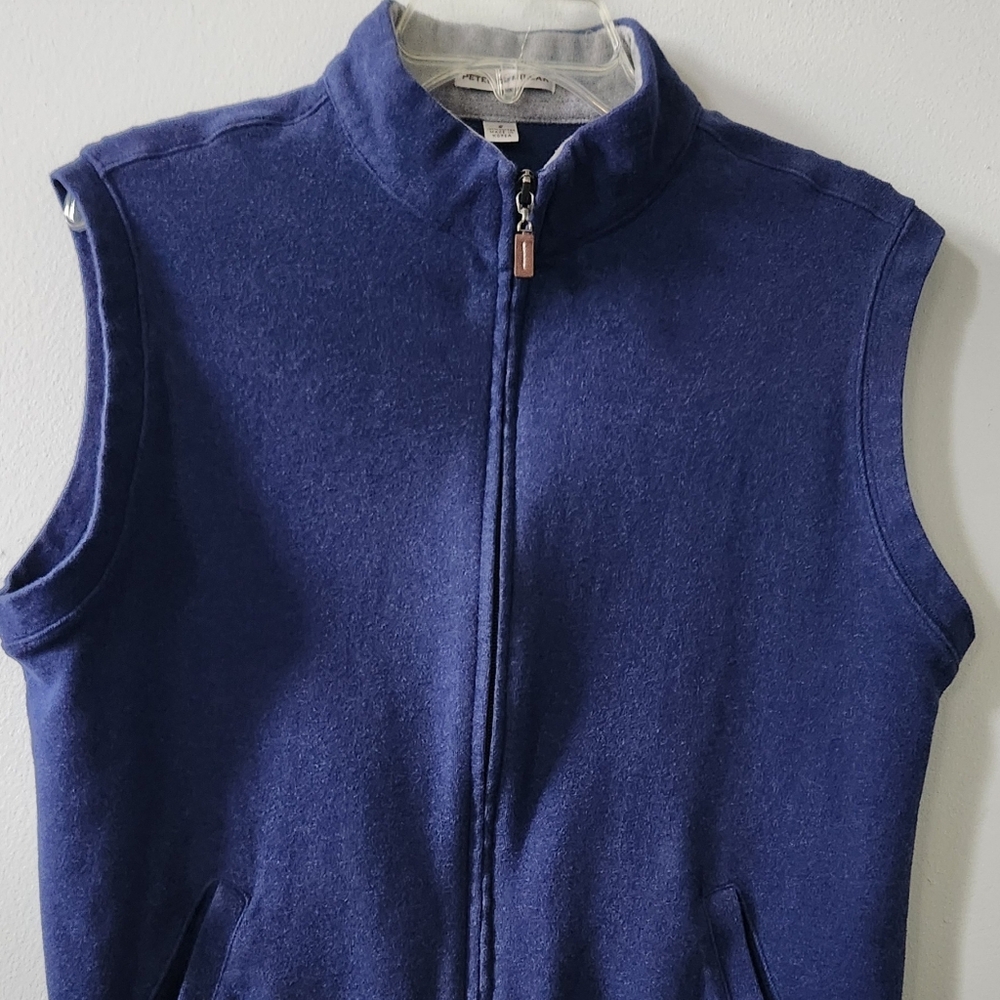 Peter Millar Men's Full Zip Stand Up Collar Fleece Vest Mid Length Casual Small